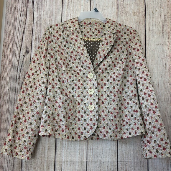 Boden Womens Linen Floral Blazer Jacket size 12 - Picture 1 of 10